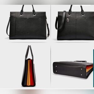 CLUCI Black VeganLeather Briefcase Women Laptop Bag 16.5 In (pristine condition)